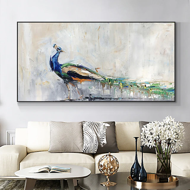 Handmade Oil Painting Canvas Wall Art Decoration Peacock Modern Animal for Home Decor Rolled Frameless Unstretched Painting 7