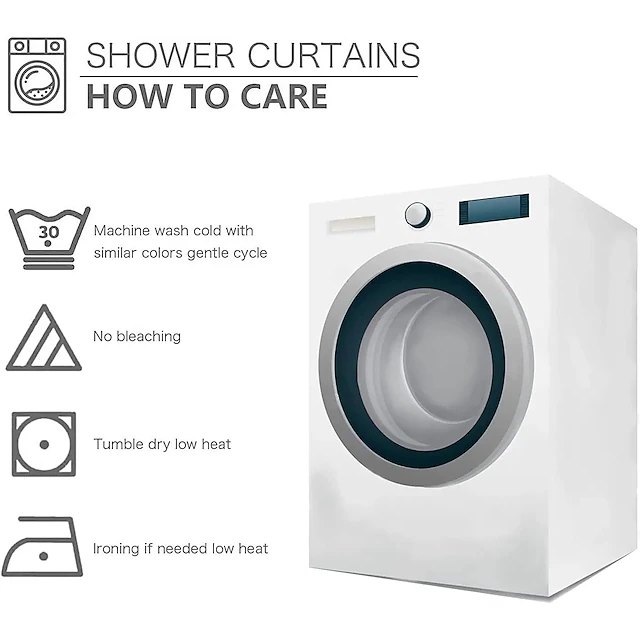 Shower Curtain With Hooks Suitable For Separate Wet And Dry Zone Divide ...