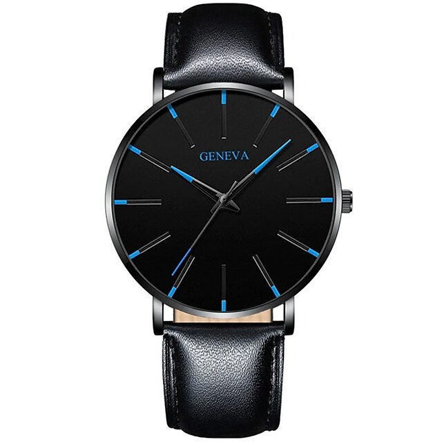 Geneva Quartz Watch For Men Minimalist Ultra Thin Stainless Steel Watch Stylish Mens Watch 