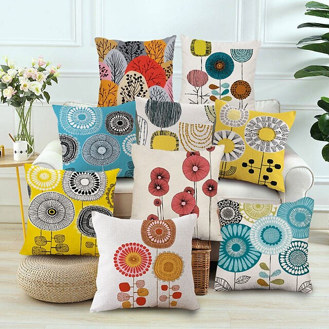 Cushion Cover 1PC Soft Decorative Square Throw Pillow Cover Cushion Case Pillowcase for Sofa Bedroom Superior Quality Mashine Washable Pack of 1 Outdoor Faux Linen Cushion for Sofa Couch Bed Chair 19