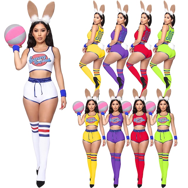  Inspired by Cosplay Space Jam Lolita Tune Squad Lola Bunny Anime Cosplay Costumes Japanese Cosplay Suits Top Pants For Women's