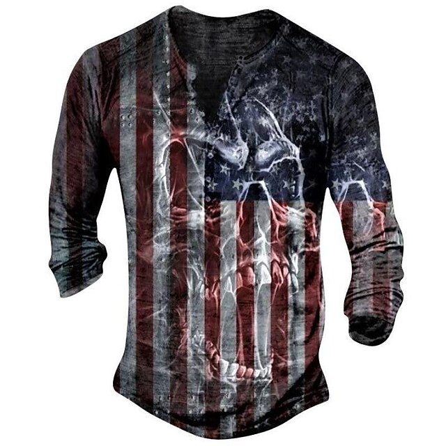 Graphic Skull Designer Basic Classic Men's 3D Print T shirt Tee Henley