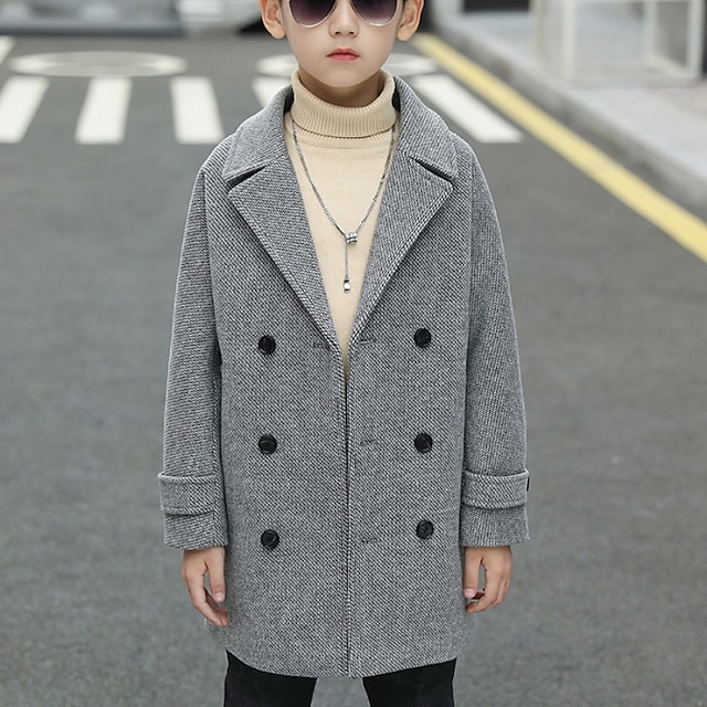  Pojkar 3D Slät Yllerock Långärmad Höst Vinter Streetwear Grundläggande Barn 4-13 år Dagligen Normal