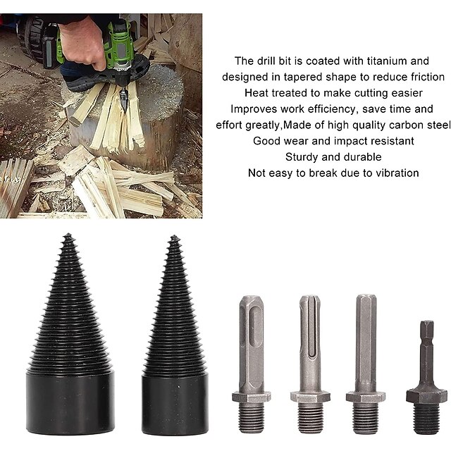 Produktbild von 9-teiliges Brennholzspalter-Bohrer-Set, 42 Mm/32 Mm