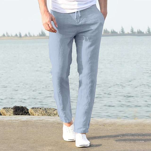 Men's Linen Pants Trousers Summer Pants Beach Pants Casual Pants ...