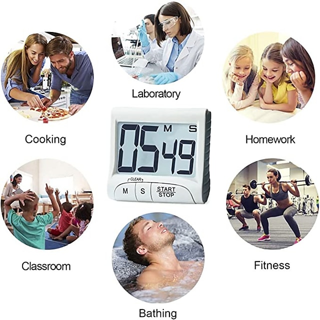  Large Display, Digital Kitchen Timer & Stopwatch,Bold Digits, Simple Operation, Loud Alarm, Magnetic Kickstand for Cooking and Classroom