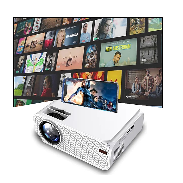  Factory Outlet E08 LED Projector Home Theater Sync Smartphone Screen 1080P (1920x1080) 3000 lm Compatible with iOS and Android HDMI USB TF