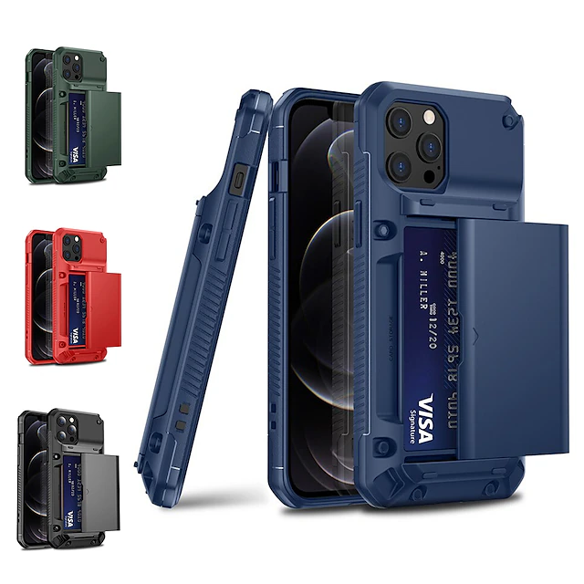 Phone Case For iPhone 15 14 Pro Max Plus 13 12 11 Pro Max Back Cover Wallet Case Card Slot Shockproof Solid Color TPU PC 11