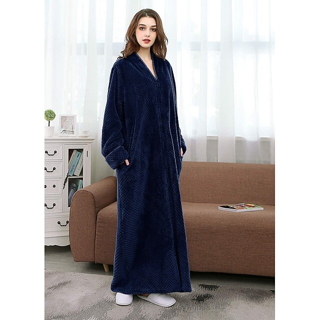 Sleep Robe Fluffy Women's Fleece Robes Fluffy Fuzzy Warm Pajama Gown Bathrobes Nighty 1 ...