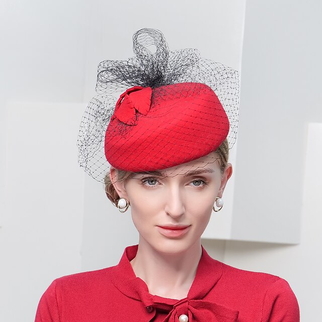  100% Μαλλί Καπέλο Ντέρμπι / Καπέλα με Φιόγκος 1 τεμ Causal / Καθημερινά Ρούχα Ακουστικό