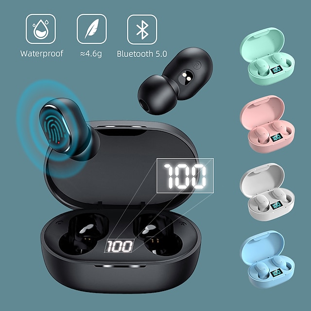  E6S Trådlösa hörlurar TWS-hörlurar I öra Bluetooth 5.0 Stereo Surroundljud Med laddningsbox för Apple Samsung Huawei Xiaomi MI Yoga Kondition Gymträning Mobiltelefon