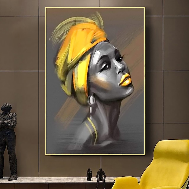  käsintehty öljymaalaus kankaalle seinätaidekoriste moderni afrikkalainen naisten muotokuva kodin sisustukseen rullattu kehyksetön venyttämätön maalaus