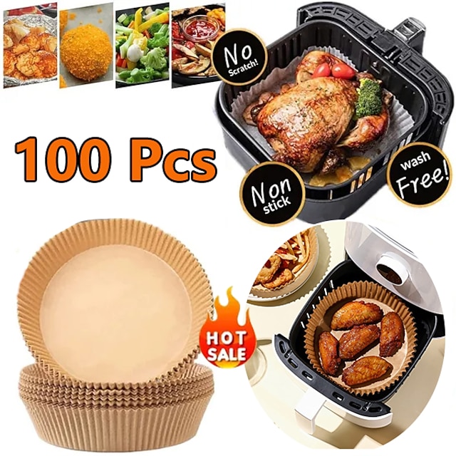  100pcs Special Air Fryer Baking Paper Oil-proof and Oil-absorbing Paper for Household Barbecue Plate Food Oven Kitchen Pan Pad