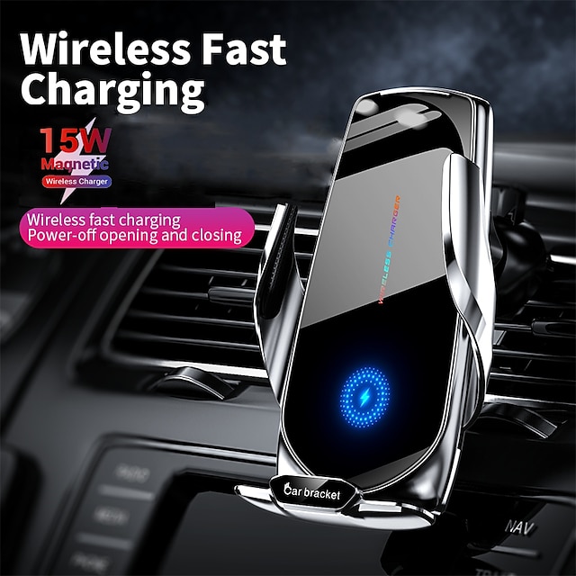  Wireless Car Charger Mount, Infrared Sensor Automatic Clamping Mount 15W Fast Wireless Car Phone Holder for Apple iPhone 11/13/12/X/XR/XS, Sensor Air Vent Cell Phone Car Mount for Samsung Galaxy/Note