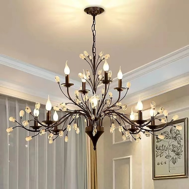 12 Bulbs 112 cm Mini Style Chandelier Metal Painted Finishes Retro ...