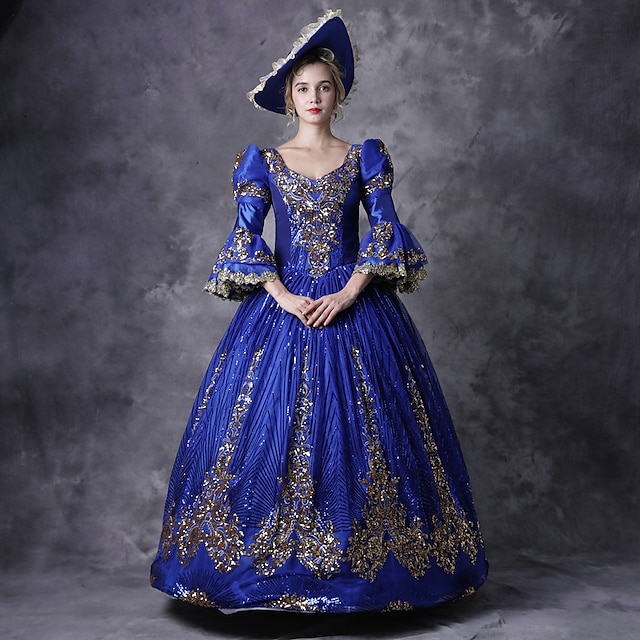 Princess Shakespeare Gothic Victorian Rococo Vintage Medieval Dress Party Women's Cosplay Costume Prom Dress Masquerade 3/4-Length Sleeve Ball Gown