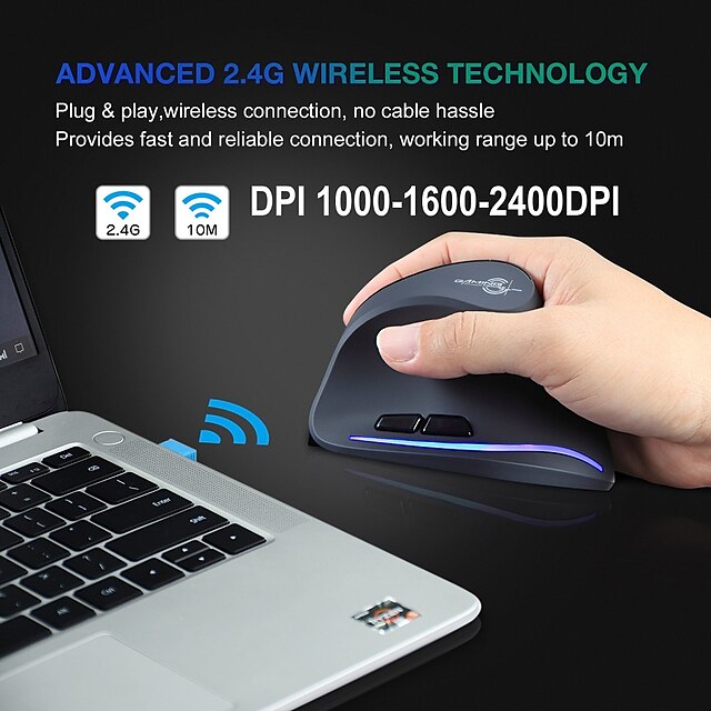  Master Vertical Wireless Charging Mouse 2.4G Vertical 2400DPI Wrist Private Mode Mouse