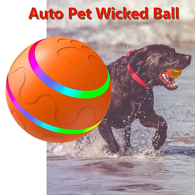  Smart Interactive Dog Toy Ball for Puppy Indoor Outdoor Waterproof Bite Resistant Glowing Self Rolling Wicked Ball Cat Dog Ball Dog Accessories