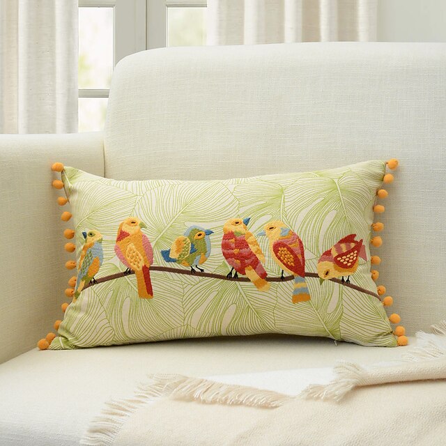 Decorative Toss Pillows Coolest Pillows Birds Embroidered Pillow Cover