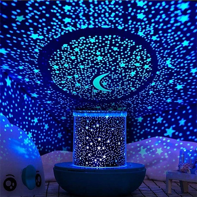  stjärna projektionslampa barnprojektor usb uppladdningsbar lucky fish 360 rotera skrivbordslampor timing nattljus för barn baby sovrum dekoration