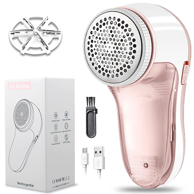 Fabric Shaver and Lint Remover with Cleaning Brush and Replaceable Stainless Steel Blades Sweater Epilator USB Charger to Remove Lint from Clothes 9