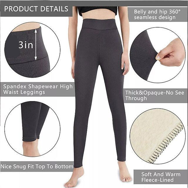 Women's Fleece Pants Tights Leggings Ankle-Length Micro-elastic High ...