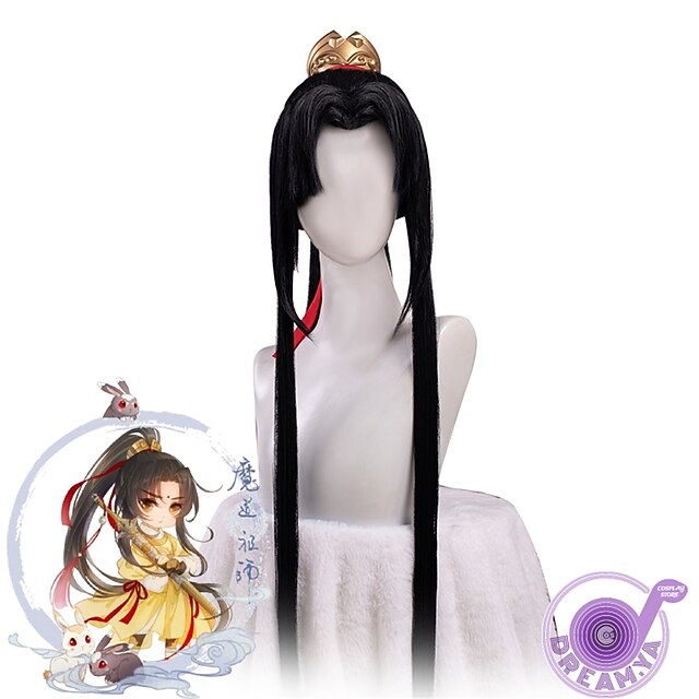  mo dao zu shi cosplay paruka pouze velmistr démonické kultivace lan wangji wei wuxian černé dlouhé syntetické vlasy halloweenské paruky