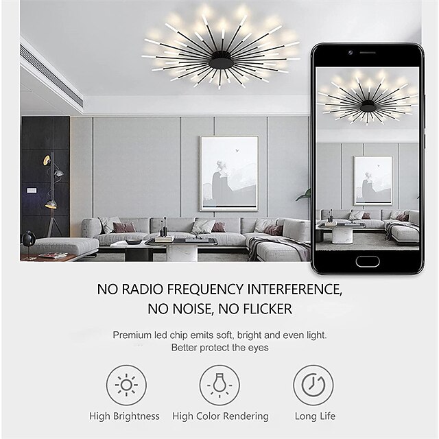 Modern Ceiling Light, Easy to Install, Flush Mount Ceiling Lamp Acrylic Lampshade Chandelier