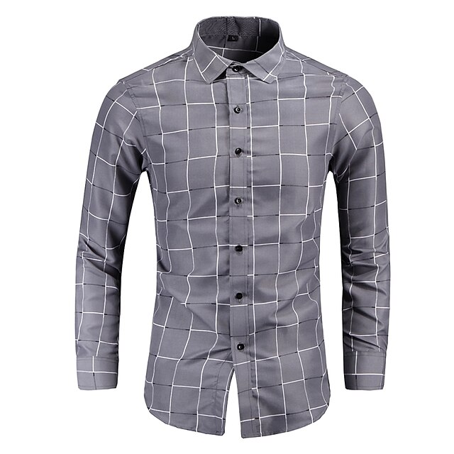Men's Dress Shirt Button Up Shirt Plaid Shirt Collared Shirt Classic