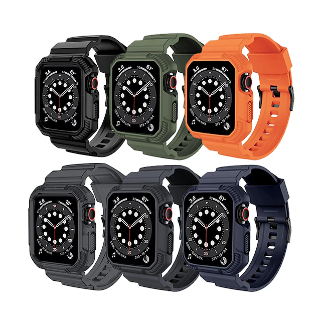Military Protective Compatible with Apple Watch band 38mm 40mm 41mm 42mm 44mm 45mm 49mm Rugged TPU Strap Replacement Wristband for iwatch Series Ultra 8 7 SE 6 5 4 3 2 1 15