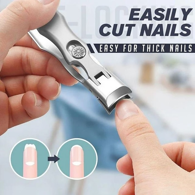  Tragbarer ultrascharfer Nagelknipser aus Edelstahl mit breiter Kieferöffnung Anti-Spritzer-Fingernagelschneider Maniküre-Werkzeuge Nageltrimmer