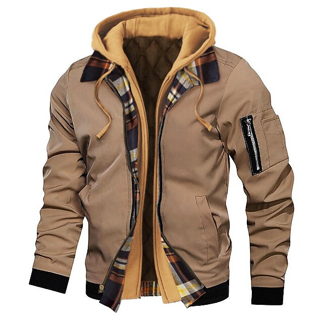 Men's Bomber Jacket Quilted Full Zip Long Sleeve Outerwear Winter ...