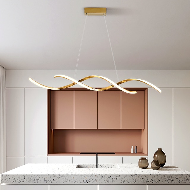  LED Pendant Light Linear 90 cm 3000K Gold/Silver Adjustable Island Lights Dimmable Aluminum Stylish Minimalist Painted Finishes Nordic Style Dining Room Kitchen Lights 110-220V