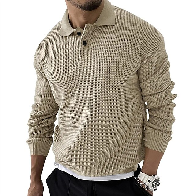 Men's Sweater Pullover Sweater Jumper Ribbed Knit Cropped Knitted Lapel ...