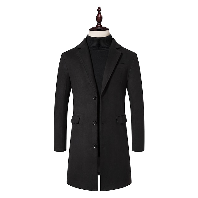 Men's Winter Coat Overcoat Blazer Office Business Wool Warm Outerwear ...