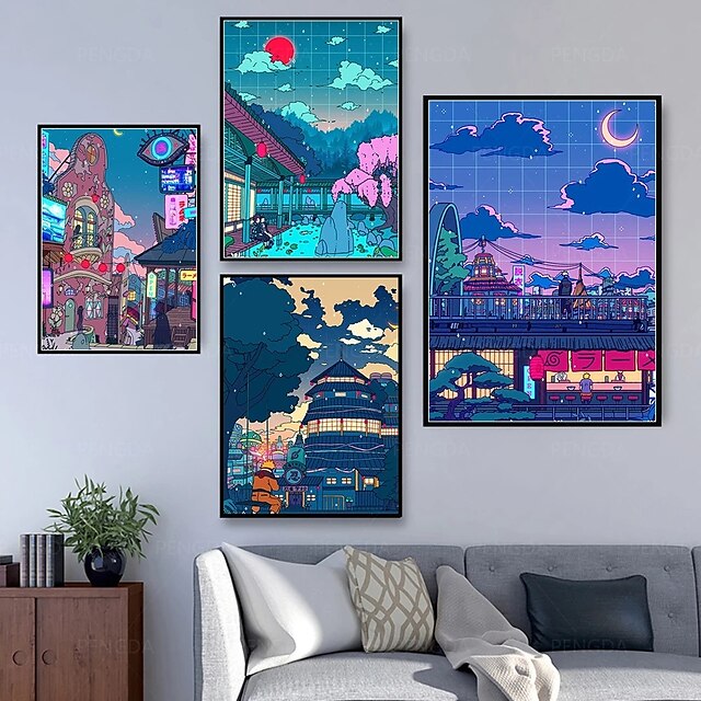  1 Panel Cartoon Prints Modern Wall Art Wall Hanging Gift Home Decoration Rolled Canvas Unframed Unstretched Painting Core