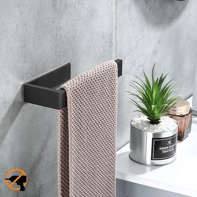  toallero sus304 barra de toalla autoadhesiva montada en la pared, toallero de baño de acero inoxidable (negro/cromo/níquel cepillado)
