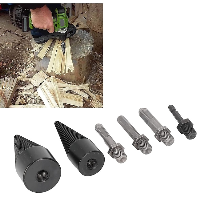 Firewood Log Splitter Splitting Drill Set 6pc Household Electric Split