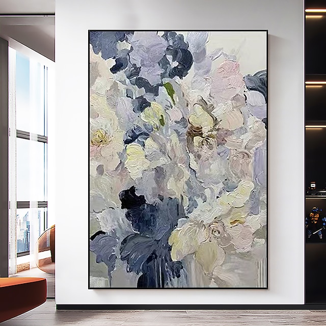  handgjord oljemålning canvas väggkonst dekoration abstrakt växt blommig målning färgade blommor för heminredning rullad ramlös osträckt målning