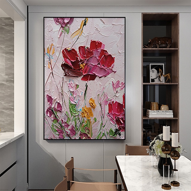  handgjord oljemålning canvas väggkonst dekoration moderna blommor för heminredning rullad ramlös osträckt målning