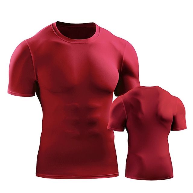  Herren Laufshirt Sport Top Funktionsshirt Kurzarm Grundschicht Sportlich Sommer Spandex Atmungsaktiv Schnelltrocknend Feuchtigkeitsableitung Weich Fitnesstraining Laufen Aktives Training