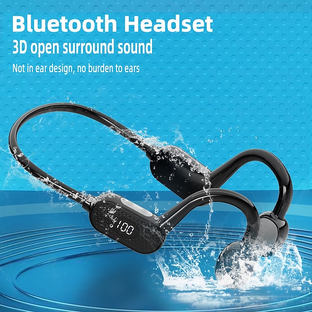  VG07 Bone Conduction Headphones Wireless Bluetooth 5.1 Earphone Open Ear Waterproof Sports Headset With Digital Power Display