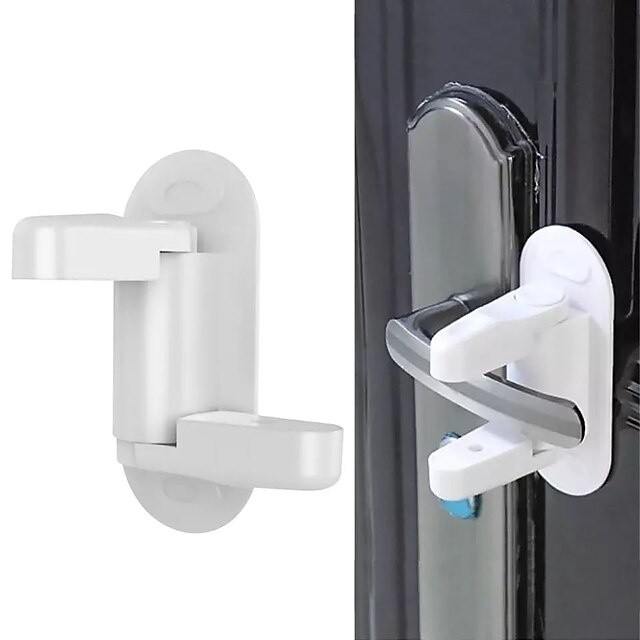 Childproof Door Lever Lock Prevents Toddlers From Opening Doors. Easy One Hand Operation for