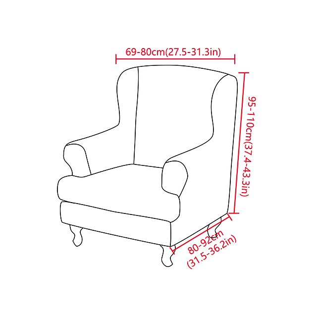 1 Set of 2 Pieces Stretch Wingback Chair Cover Floral Printed Wing Chair Slipcovers Spandex