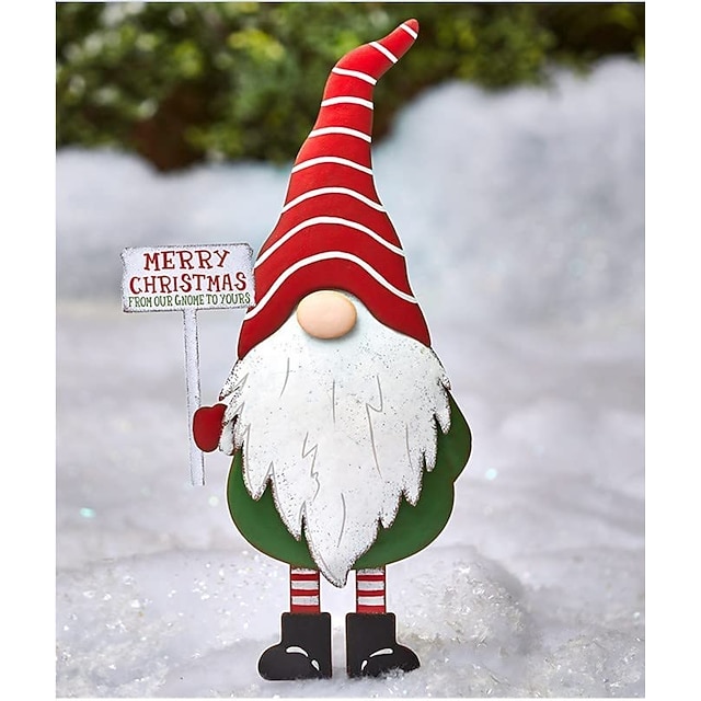  décorations de noël pour l'extérieur, joyeux noël piquets en métal, père noël ornements de noël yard signes décoration de vacances pour porte d'entrée jardin cour pelouse décor extérieur