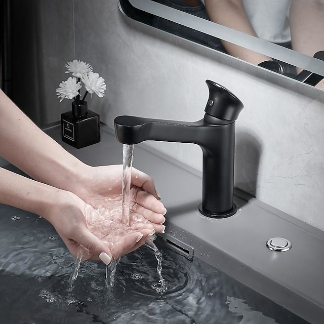  Bathroom Sink Faucet,Black Bathroom Faucet,Brass Single Handle One Hole Bath Taps(Black/Grey/Chrome/Golden)