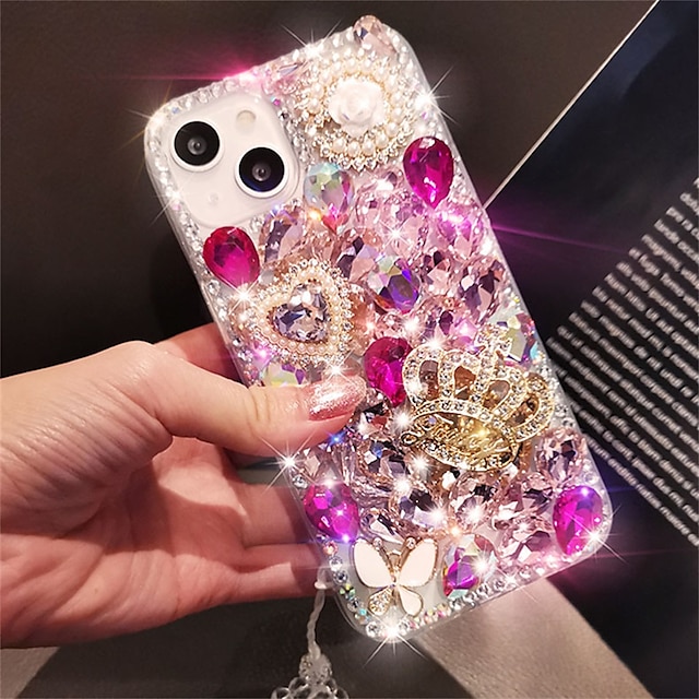  Phone Case For iPhone 16 iPhone 15 iPhone 14 13 12 11 Pro Max Plus Mini Back Cover Bling Glitter Shiny Rhinestone Silica Gel Silicone