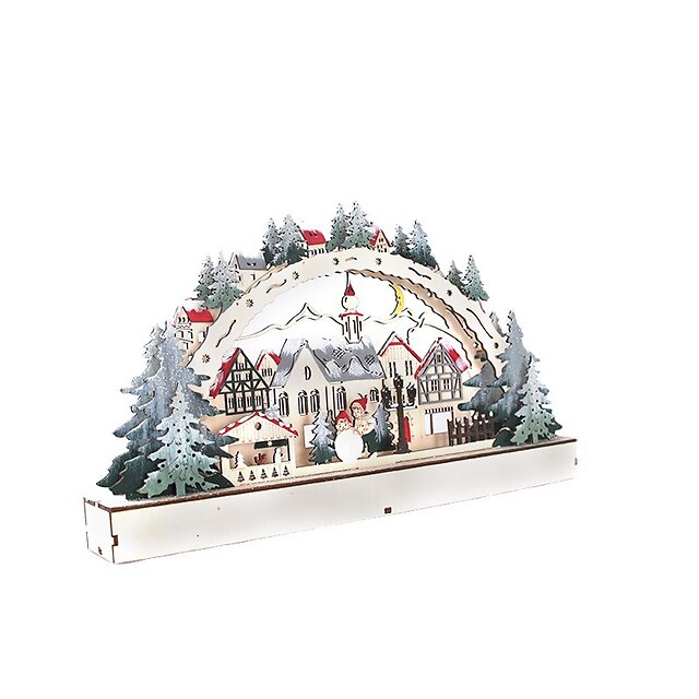  vánoční vesnice ozdoby svítící dřevěný dům barvitý led světlo diy dřevo chata vánoční festival sváteční dekorace dárky