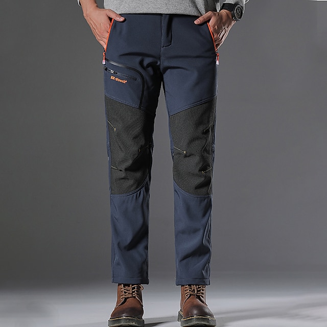 Men's Fleece Lined Pants Black Trousers Waterproof Softshell Pants
