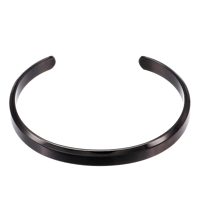  Men’s Bracelet Fashion Simple Titanium Steel  3 Colors Gold Silver Black C Shaped Opening Trendy Accessories Bracelet
